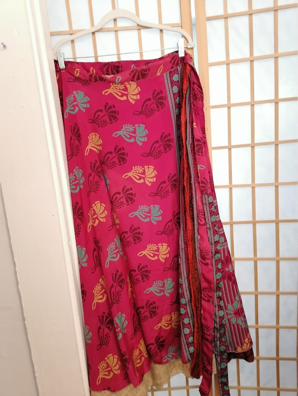 Darn good yarn Magenta Floral Wrap Skirt